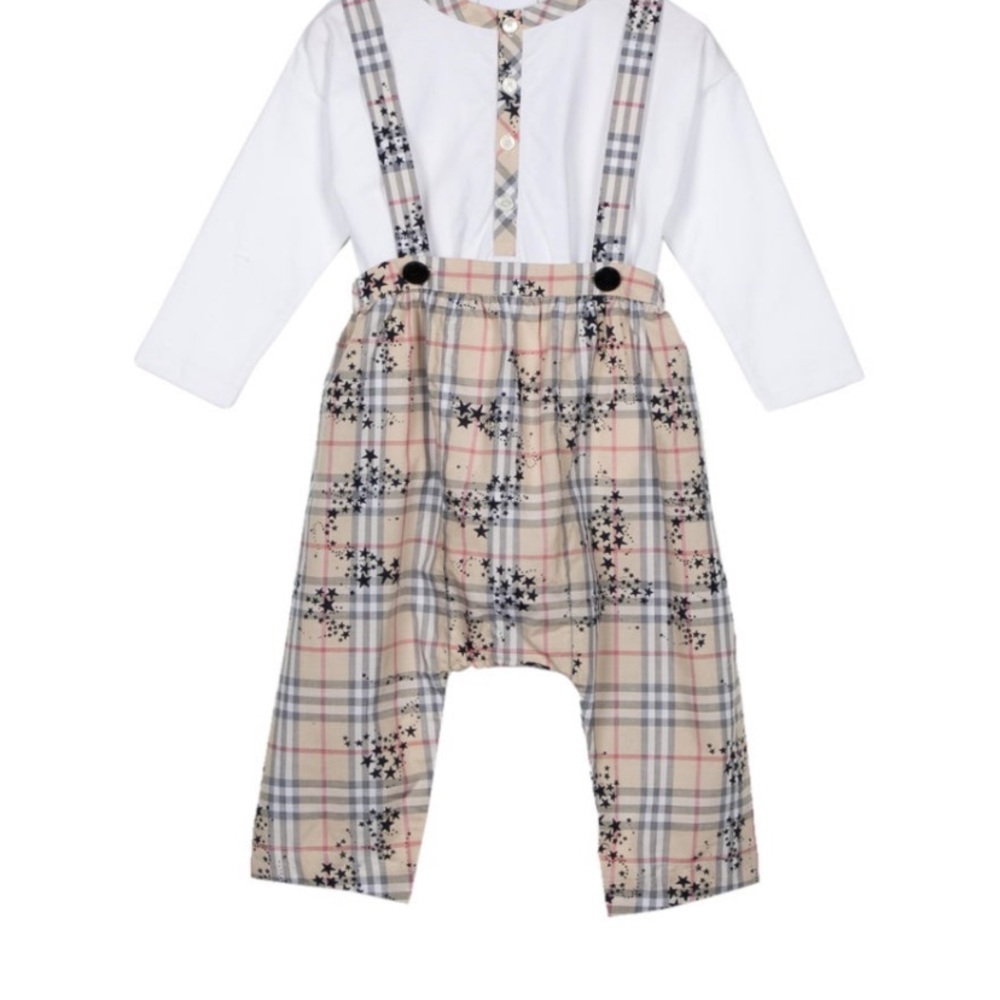 Burberry overall set (baby girl size 12 months)